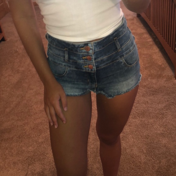 refuge Pants - Distressed High Waisted Jean Shorts